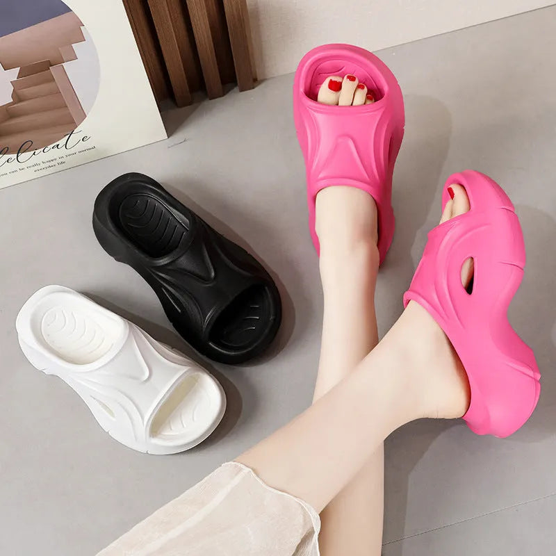 Women's thick-soled EVA beach slippers in three colour options
