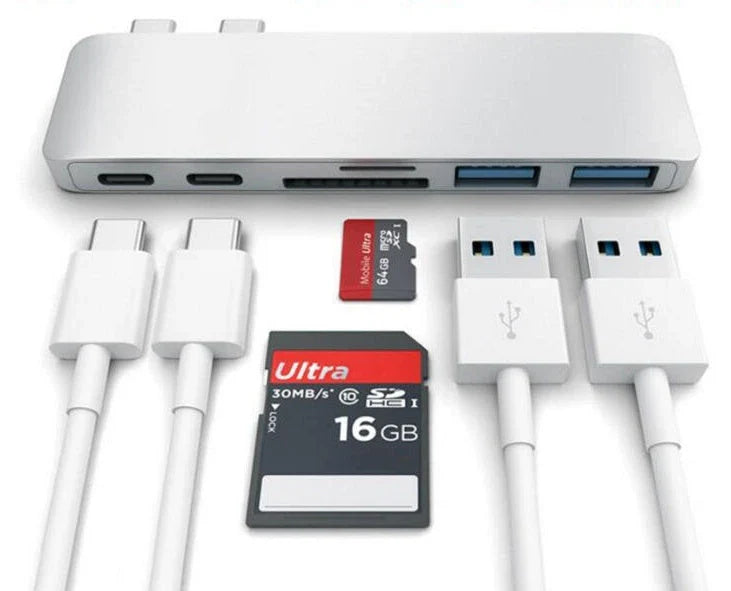 Sleek and versatile USB-C hub with multiple ports for charging, data transfer, and device connectivity