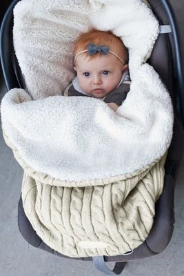 Cozy winter baby stroller sleeping bag with soft, plush lamb cashmere lining and premium cotton wool filling for superior insulation