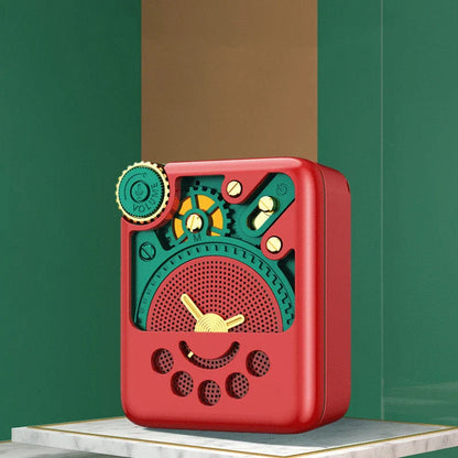 Retro Elvis Mini Bluetooth Speaker in red with compact design and subwoofer