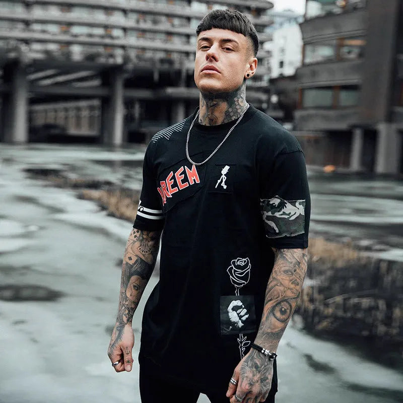 Men's loose fit cotton short sleeve t-shirt in black and white options