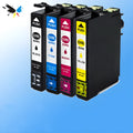 Four compatible ink cartridges in black, cyan, magenta, and yellow for Epson Expression Home XP printers, 15ml black 13ml colour