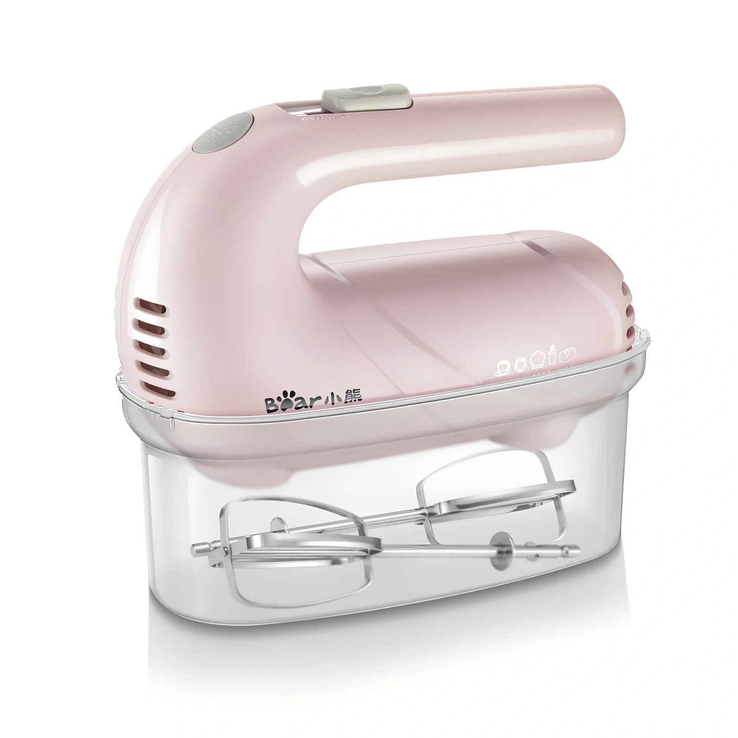 Pink Winnie electric whisk with 150W power and storage box for egg whipping
