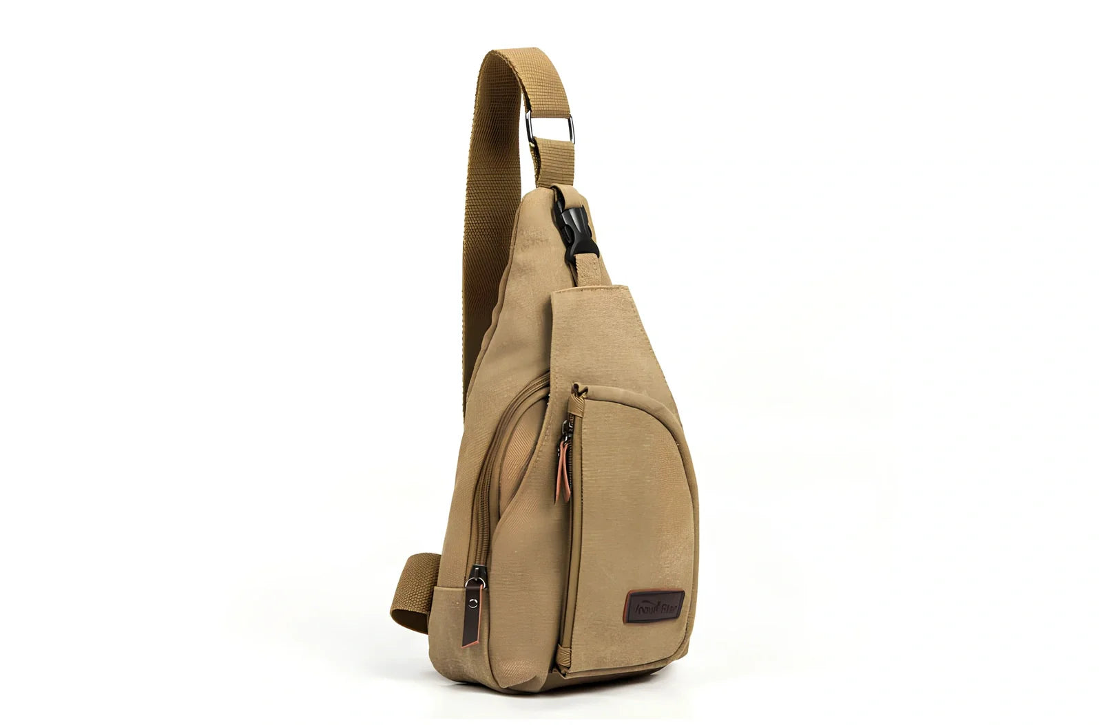 Men's black cotton canvas chest pack bag, 30x16x6 cm small size, adjustable strap for crossbody wear