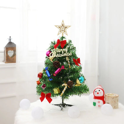 Mini Christmas tree with LED lights and festive decorations, 50cm tall