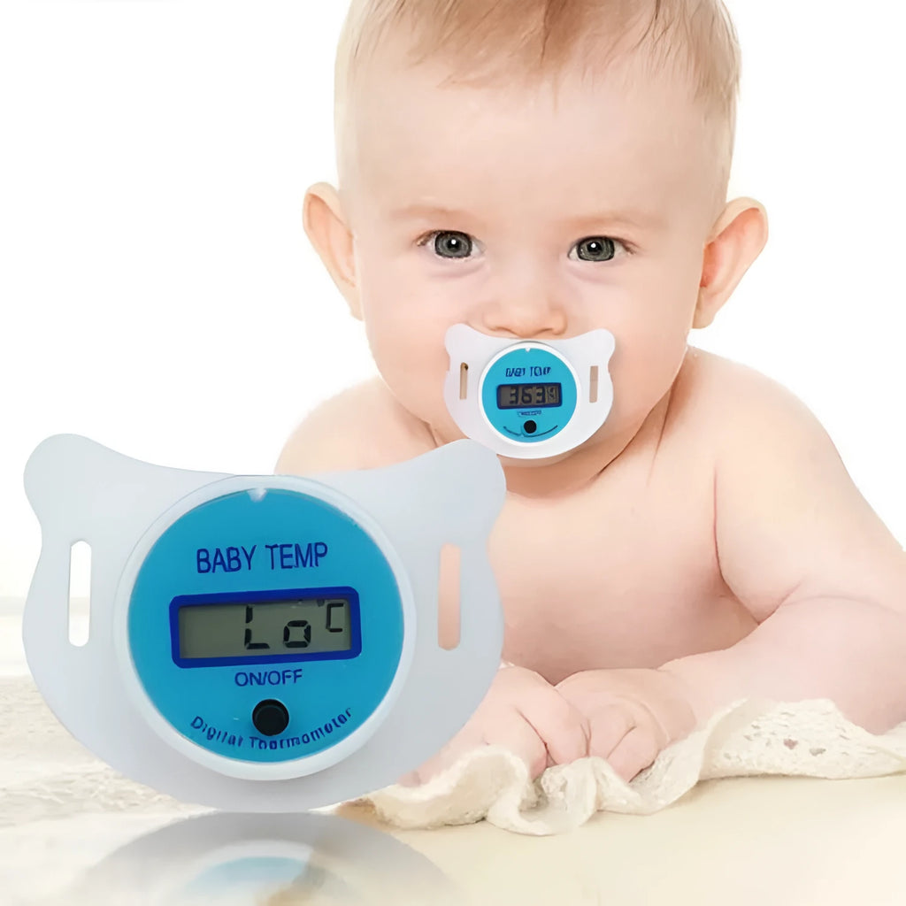 Blue baby pacifier digital thermometer with LCD display for infant temperature measurement