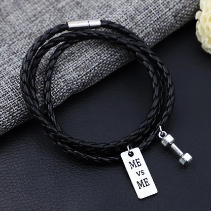 PU Rope Bracelet with 3-lap woven design in blue