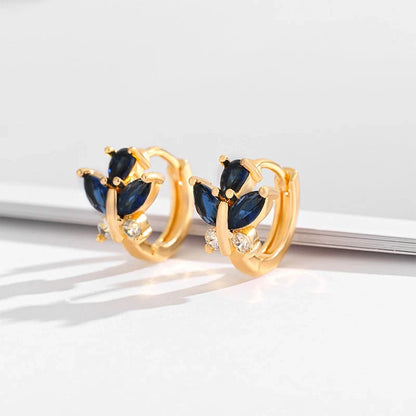 Gold-plated square crystal zircon earrings for women, versatile and elegant design