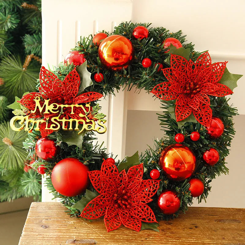 30cm multicolour plastic Christmas wreath decoration for doors