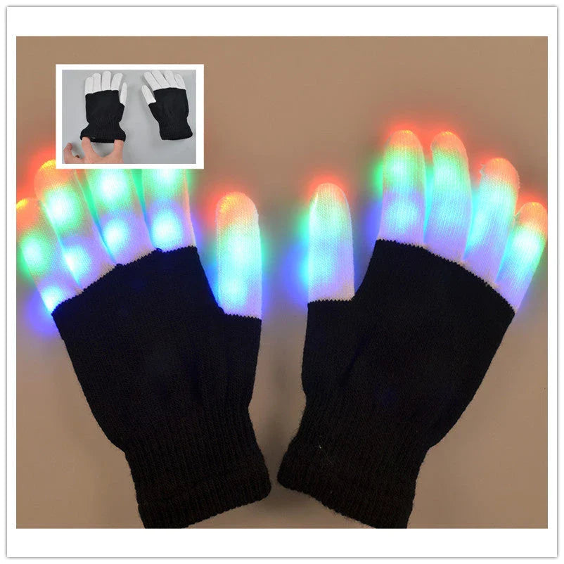 Pair of LED Glowing Gloves with vibrant color-changing effects perfect for parties, music festivals, and entertainment