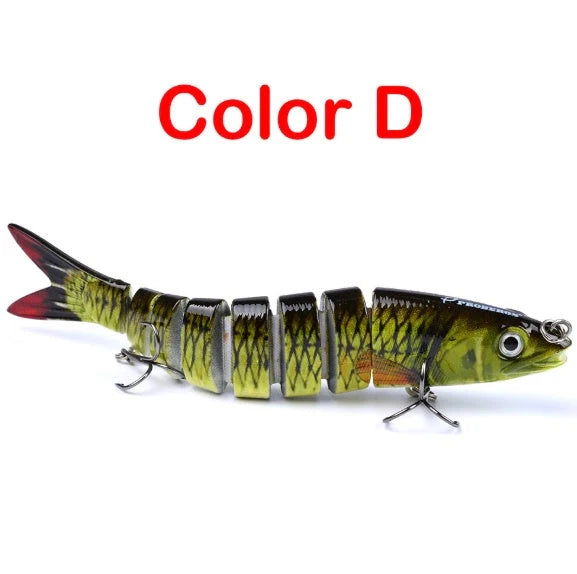 Multi-jointed pike fishing lure with steel ball weight system for enhanced throwing distance