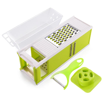 Multifunctional kitchen cutting tool with four-sided blade and drain storage box