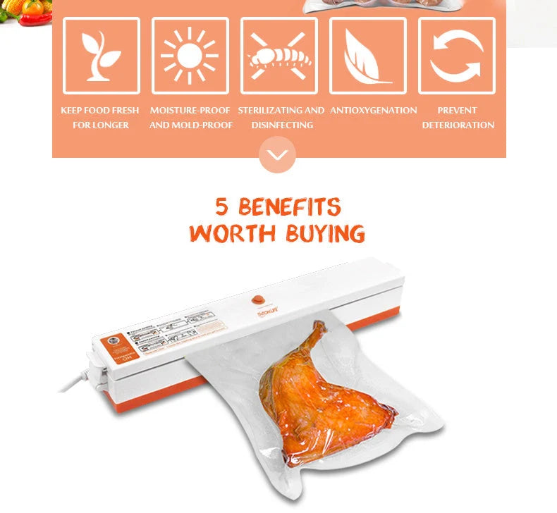 Food-Pro Sealer vacuum sealing machine in various colors for food and document preservation