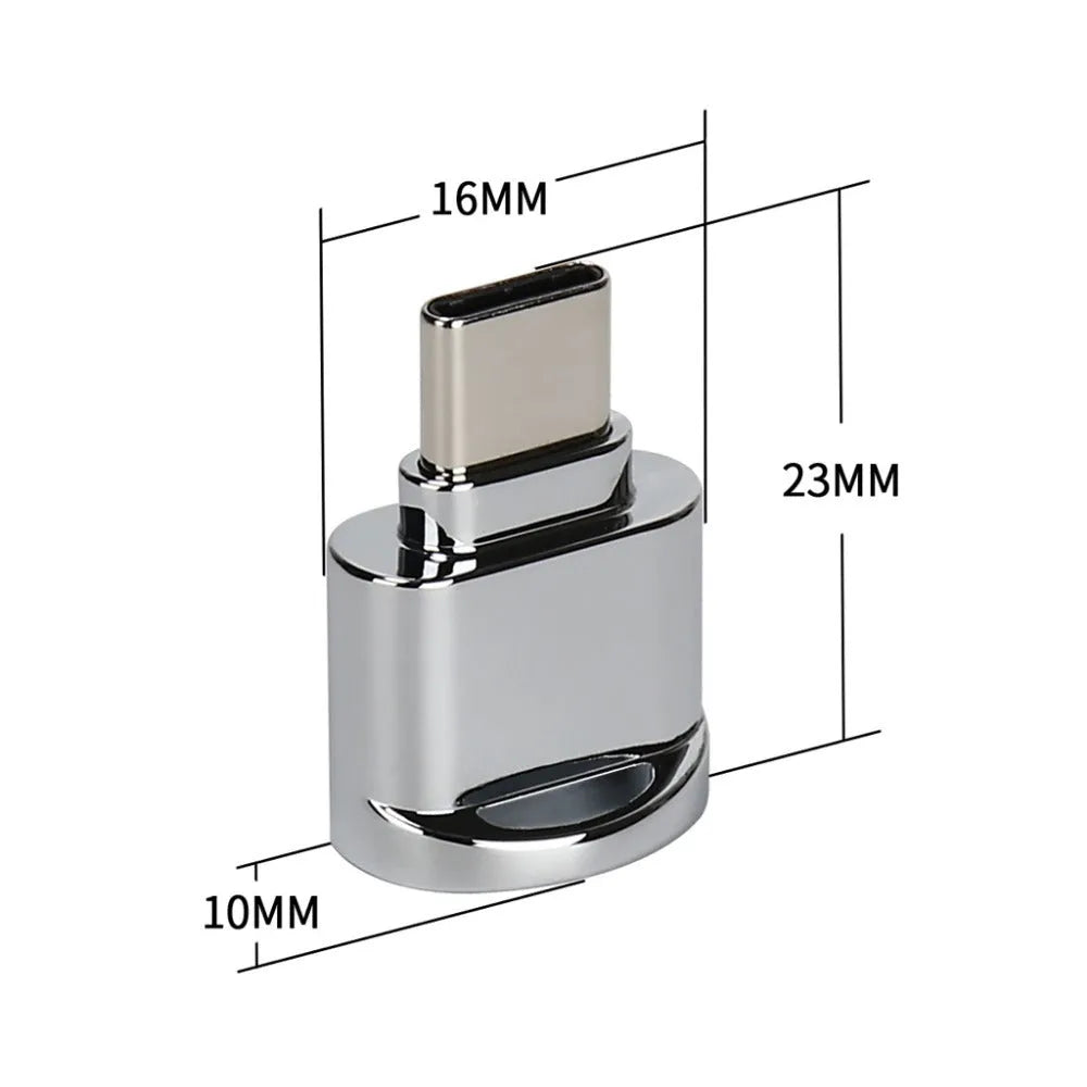 Compact metal Android card reader adapter with TF memory card slot and micro USB connector