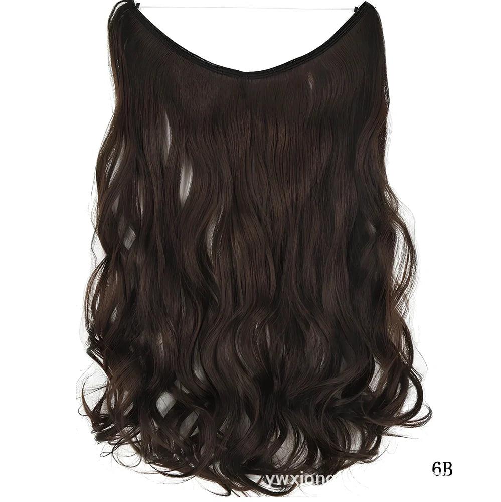 22 inch invisible wire silky straight synthetic hair extensions, 55cm length 80g weight no clips