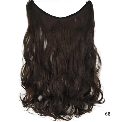 22 inch invisible wire silky straight synthetic hair extensions, 55cm length 80g weight no clips