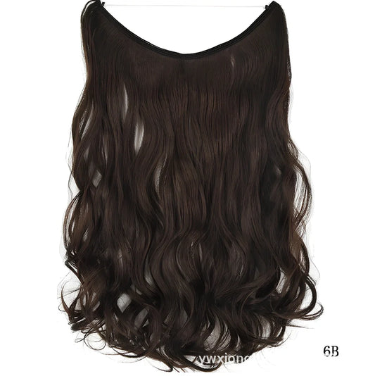 22 inch invisible wire silky straight synthetic hair extensions, 55cm length 80g weight no clips