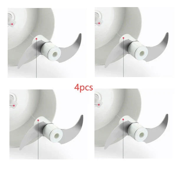 Manual cutting meat grinder with stainless steel blades on a kitchen counter