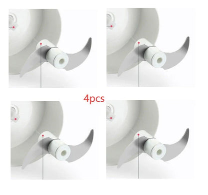 Manual cutting meat grinder with stainless steel blades on a kitchen counter