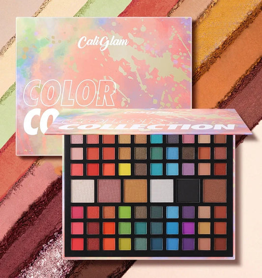 66-colour waterproof eyeshadow palette with matte and shimmer shades in pink packaging measuring 25.8cm by 20.5cm