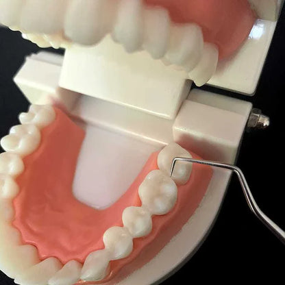 Stainless steel toothpick set with dental floss in white and yellow cylinders