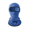 Unisex cotton motorcycle balaclava and gloves set in patterned grey, laid flat.