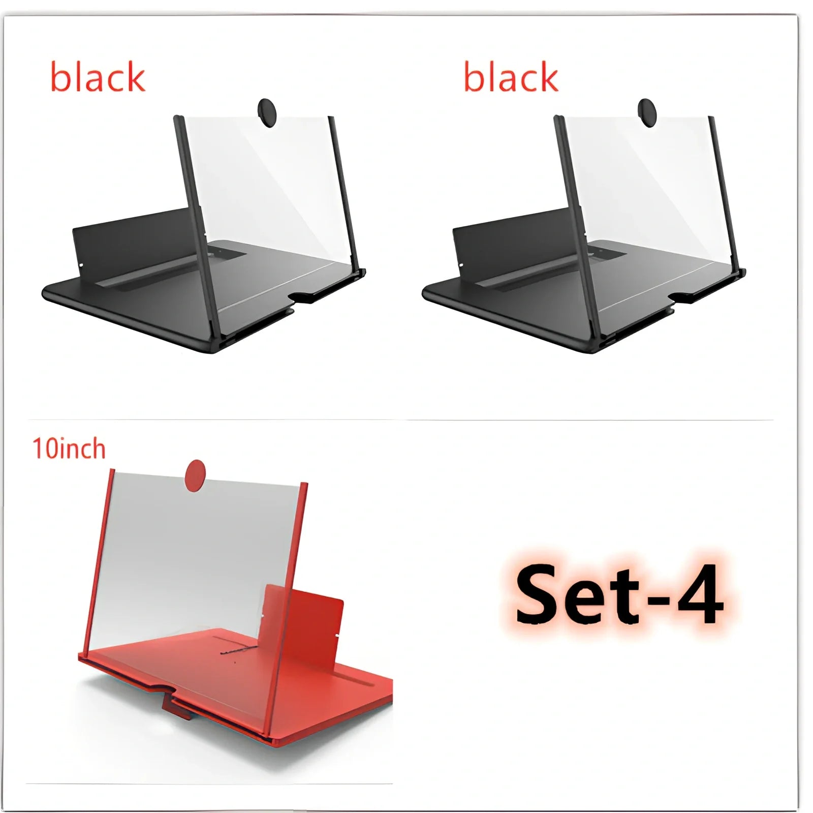 12-inch foldable mobile phone screen magnifier with 3-4x magnification in black colour