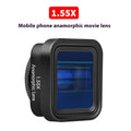 Black SANYK 1.33x anamorphic widecreen lens for mobile phones with 17mm thread.