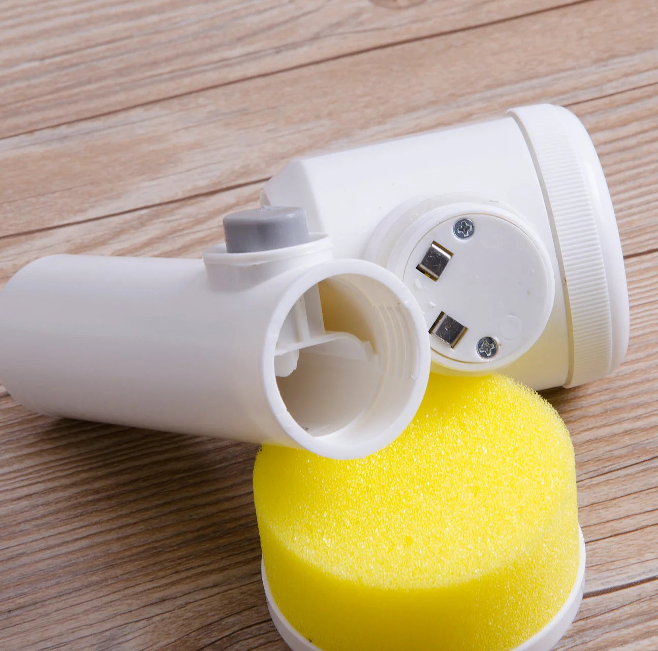 5-in-1 Electric Cleaning Brush with three interchangeable heads for versatile cleaning tasks