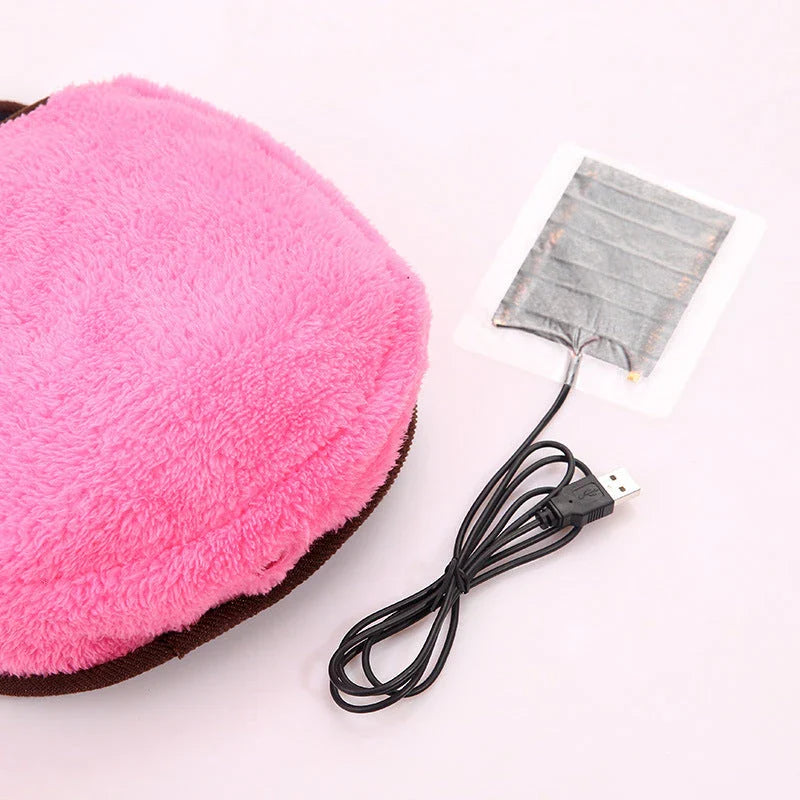 USB heated mouse pad with wrist rest in pink and brown options