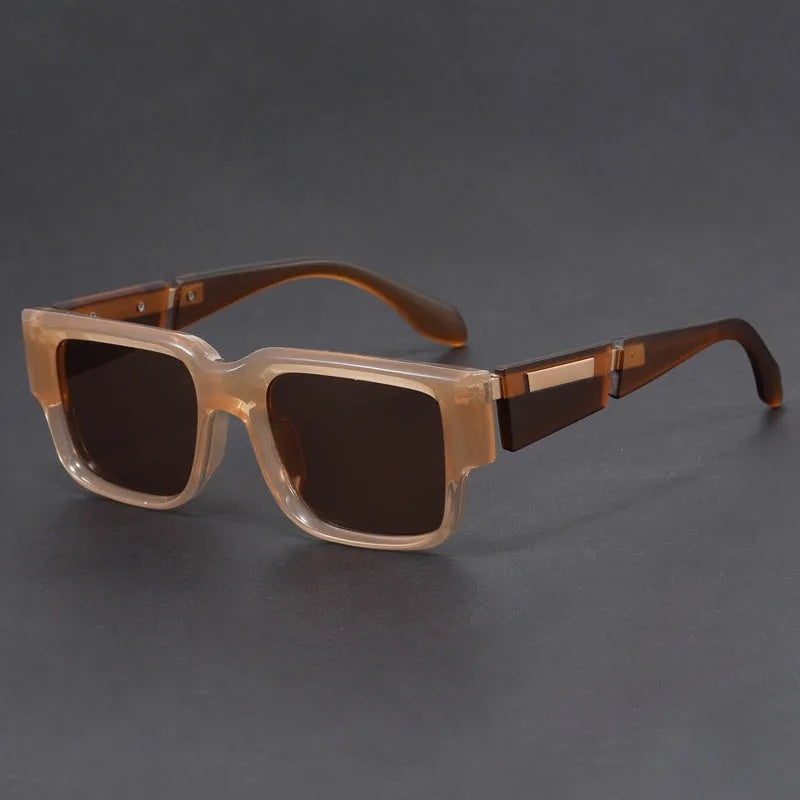 Square thick frame sunglasses in grey blue colour with UV protection