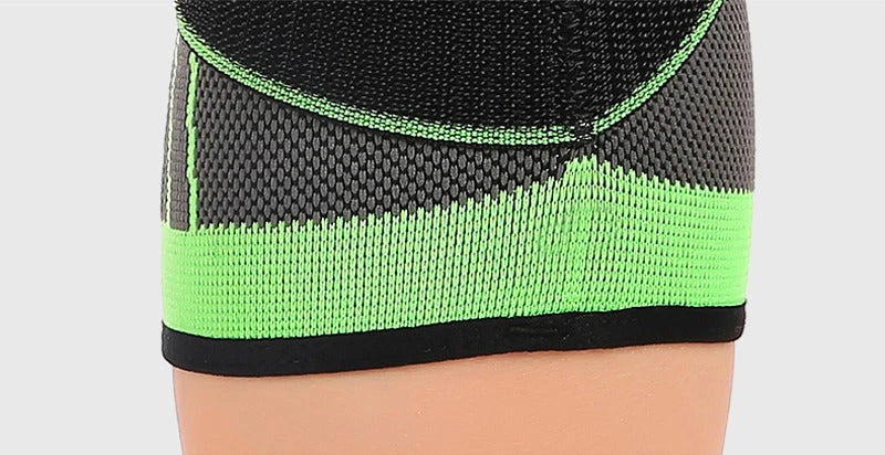 3D Sports Knee Pad in black, red, orange, and green with double beams for meniscus protection