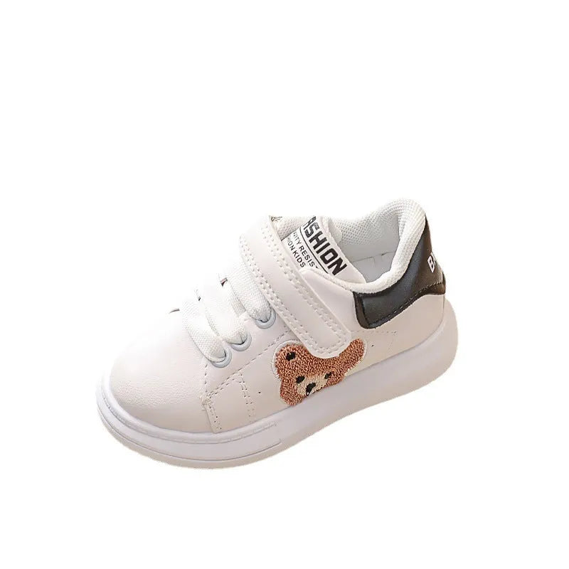 Baby Bear cartoon design children's sports shoes in artificial leather with rubber sole