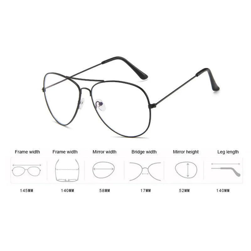 Anti-blue light glasses with metal frame in Black, Gold, and Silver white against a white background
