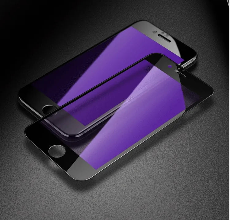 Tempered glass screen protector for iPhone X 8 7 6s Plus models in black and white options.