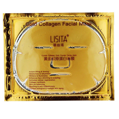 Crystal Gold Collagen Mask with golden jelly formula in packaging showing 60ml content