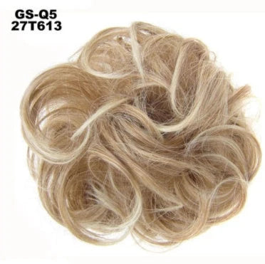 Synthetic wavy curly messy hair bun for women, 12cm diameter, high-temperature wire