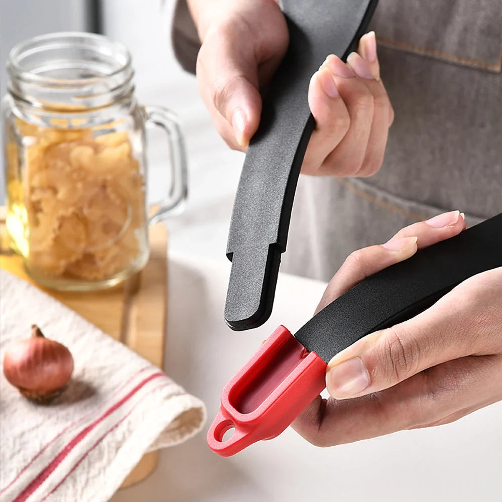 3-in-1 silicone frying spatula clip with detachable scraper and rotary blade