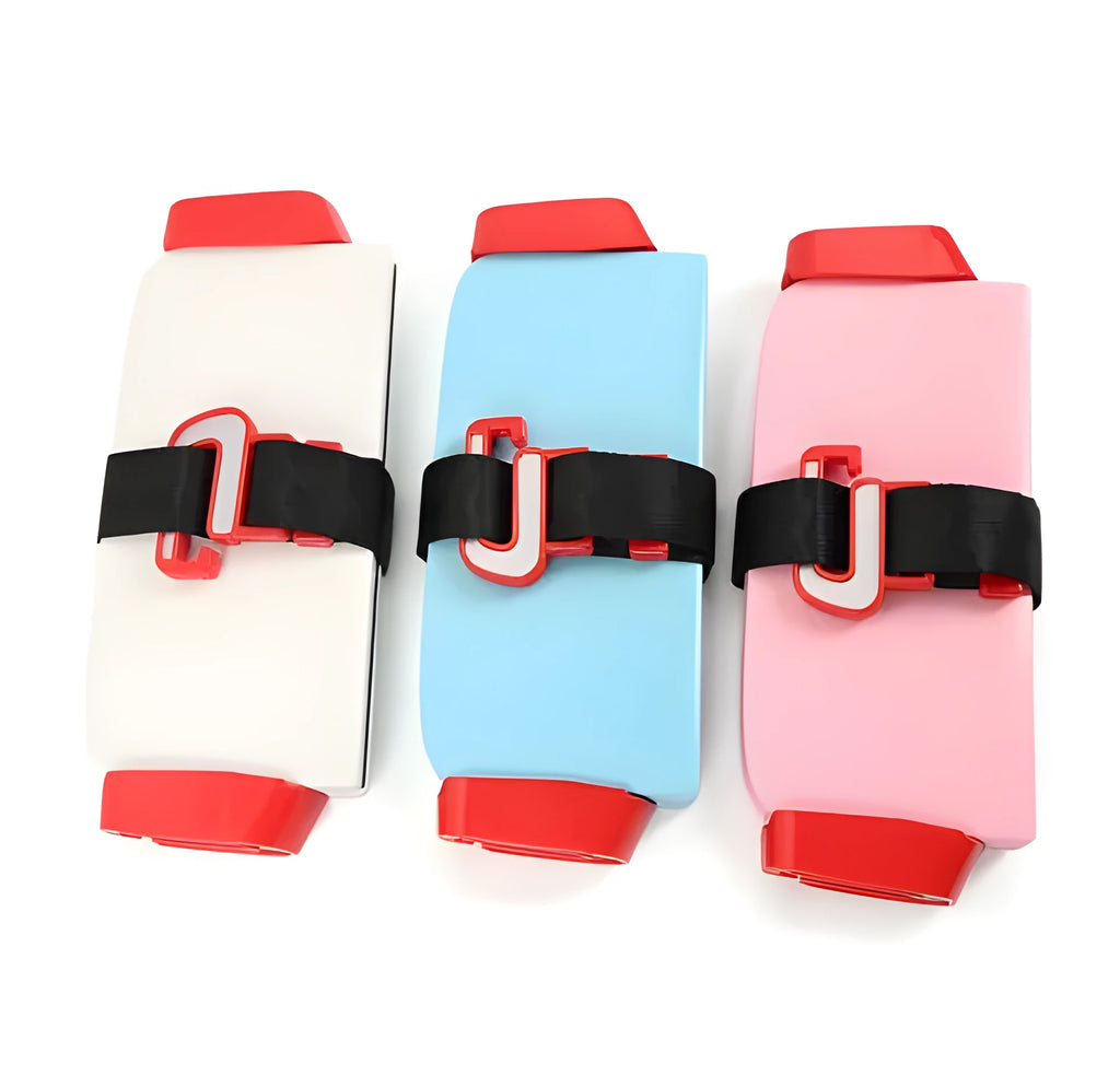 Portable folding kids car seat adjustable strap blue ABS silicone safety certified EU R44.4