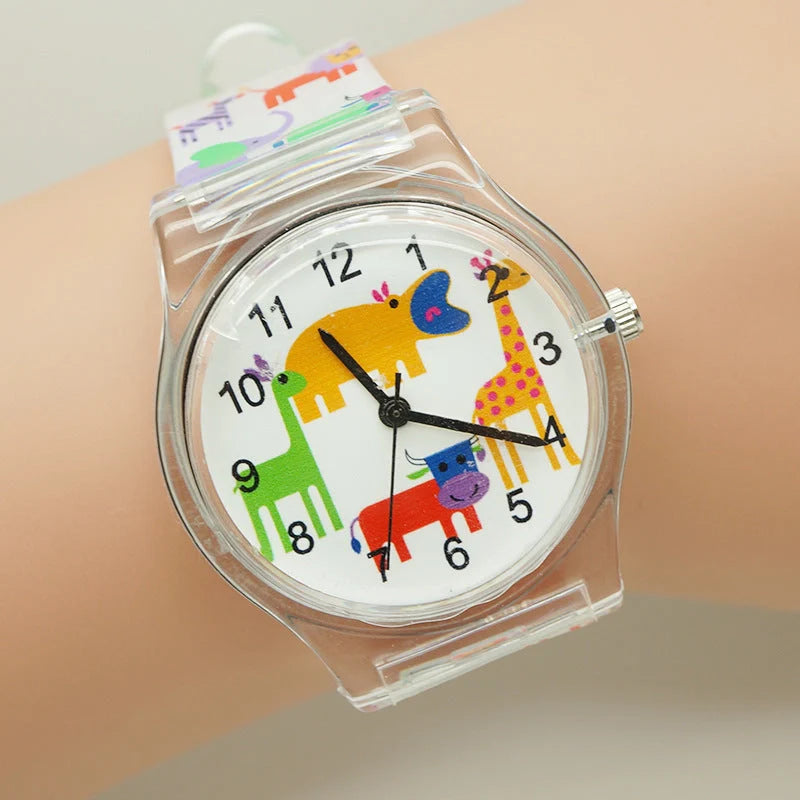 Floral quartz watch for children with Korean style and PVC strap