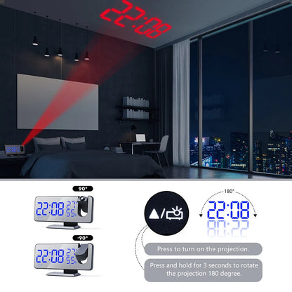 Multifunctional radio projection alarm clock with LED display and USB port