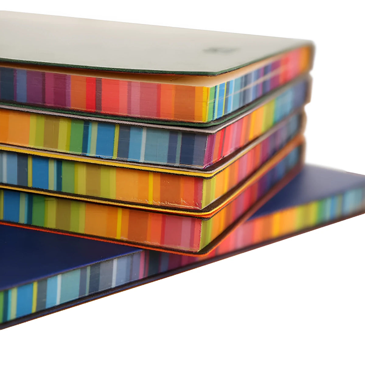 A5 PU leather cover notebook with rainbow side edge, 140x204mm, 96 sheets, lock line binding