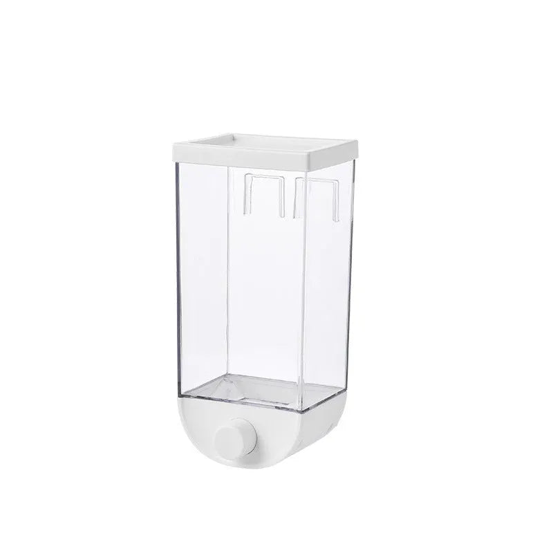 White transparent wall-mount food storage box with easy-press lid on kitchen wall