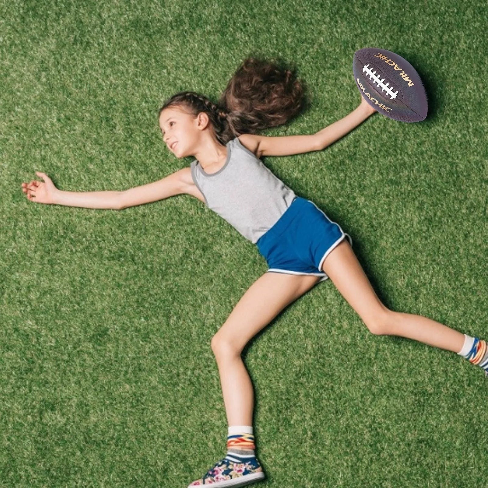 Luminous Rugby Reflective Training Ball in action under night conditions