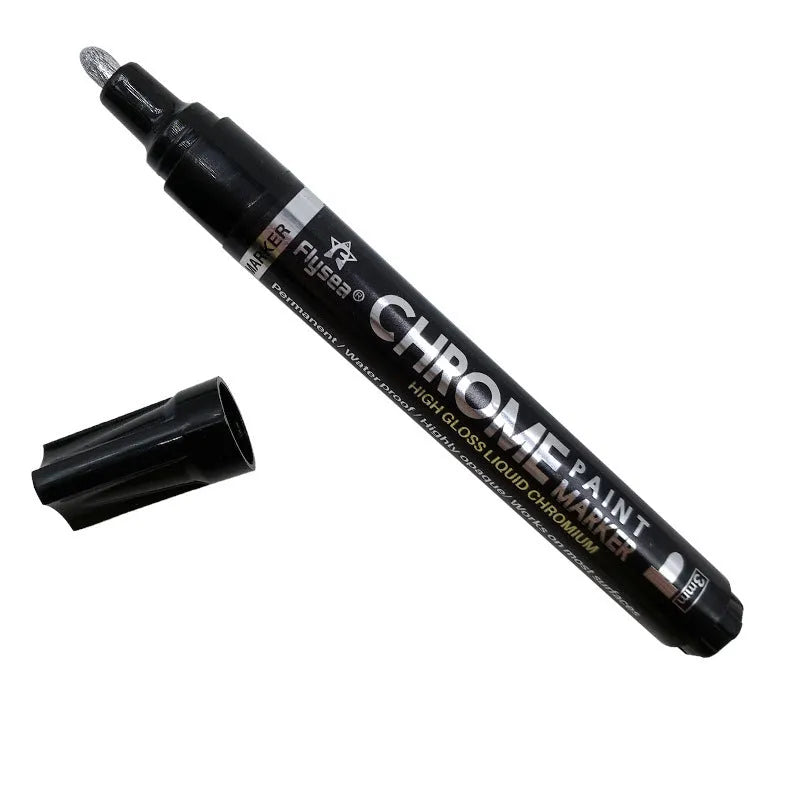 Chrome plated mirror pen with 3.0mm nib for reflective writing on glass, metal, and wood surfaces