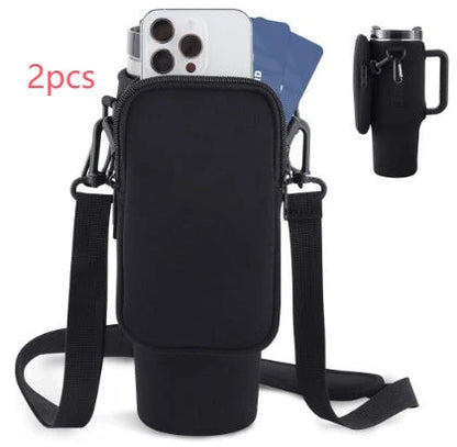 Slok Water Bottle Carrier Bag for 40oz tumblers with adjustable strap and front pockets