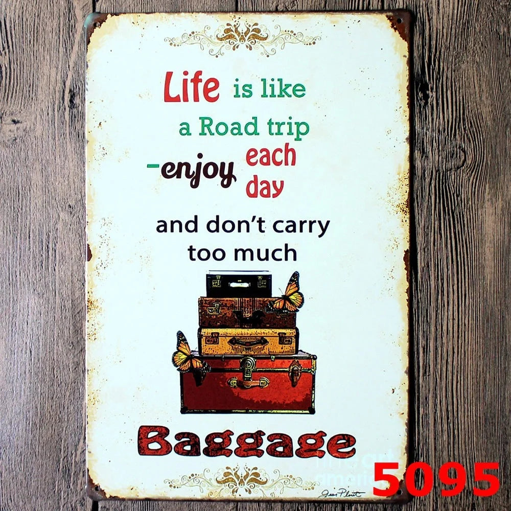 Retro tin decorative painting for living room wall decor