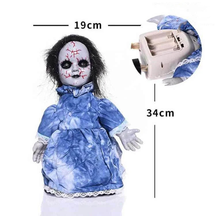 Halloween decoration walking doll with voice activation, glowing eyes, and walking feature