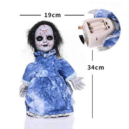 Halloween decoration walking doll with voice activation, glowing eyes, and walking feature