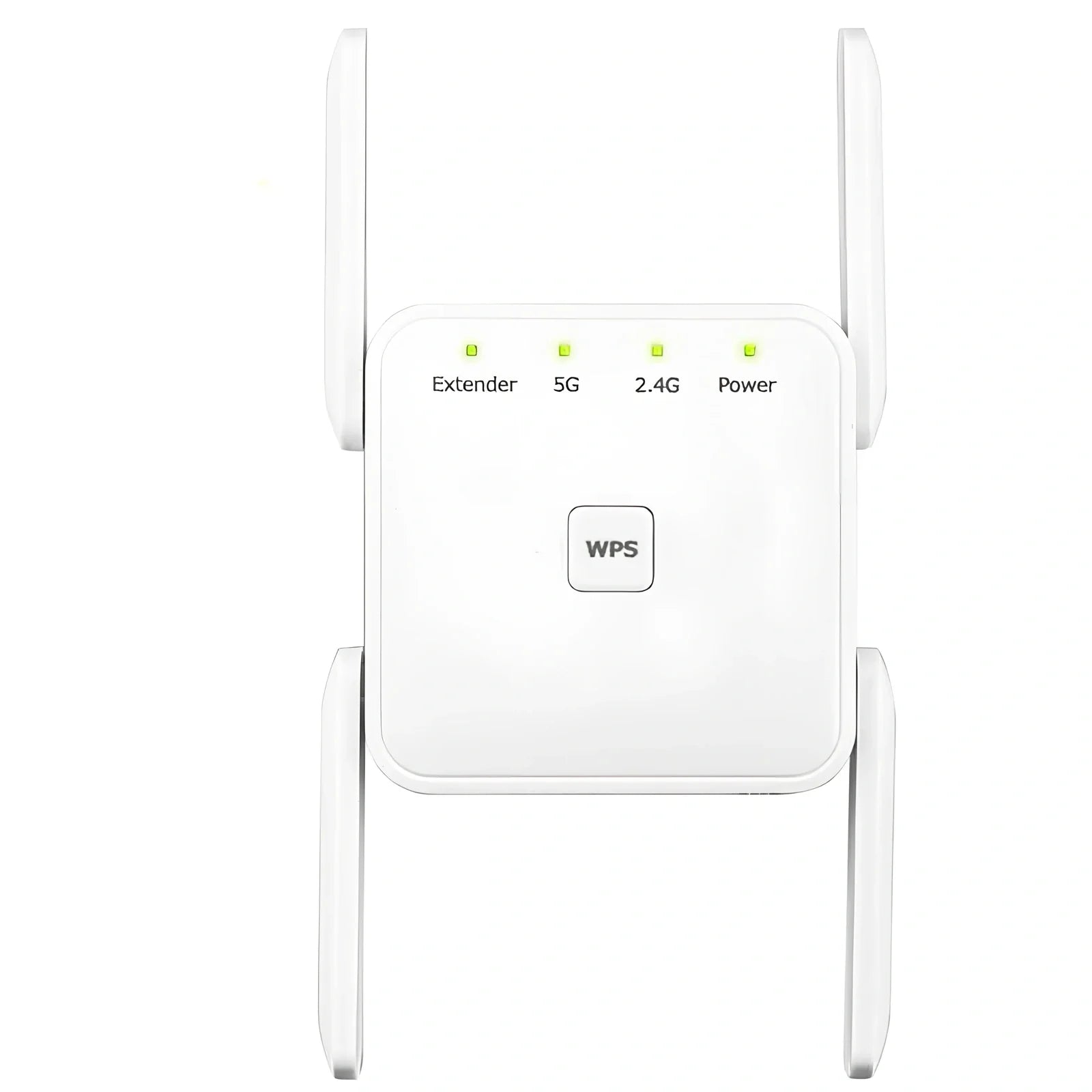 White WiFi signal amplifier repeater with Ethernet port, measuring 15cm x 10cm x 5cm